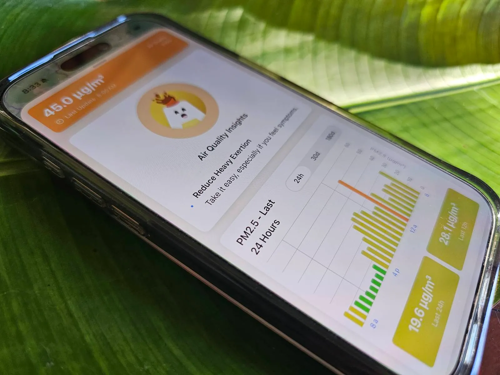 AirGradient App displaying health information
