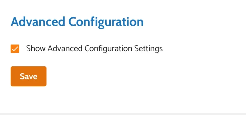 Figure 12: Advanced Configuration Section