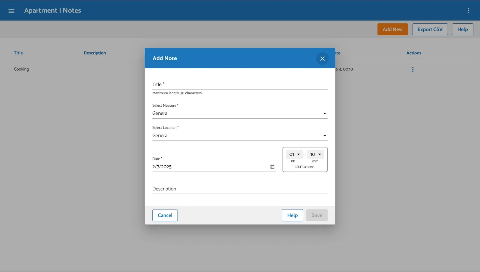 Figure 6: ‘Add Note’ window