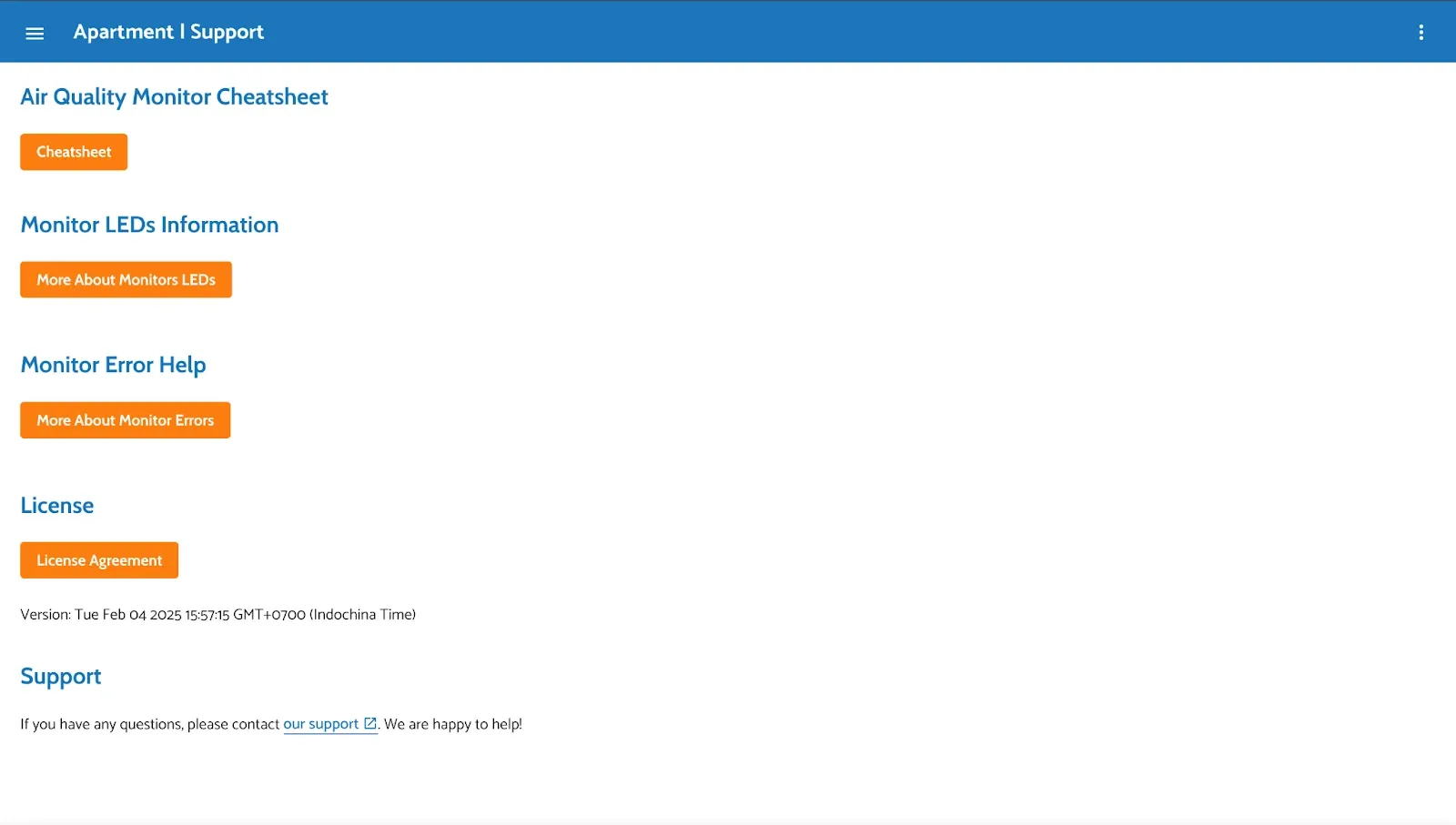 Figure 2: Support Page