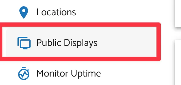 Public Displays in the AirGradient Dashboard sidebar